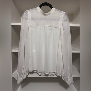 Gap White Summer Sheer Longsleeve Blouse